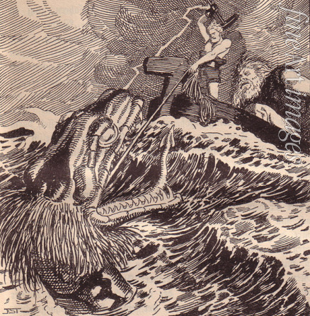 Stassen Franz - Thor und Hymir angeln die Midgardschlange. Illustration für 