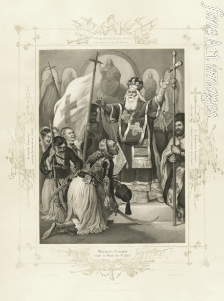 Hess Peter von - The Metropolitan Germanos raising the banner of freedom (From the Album of Greek Heroism)