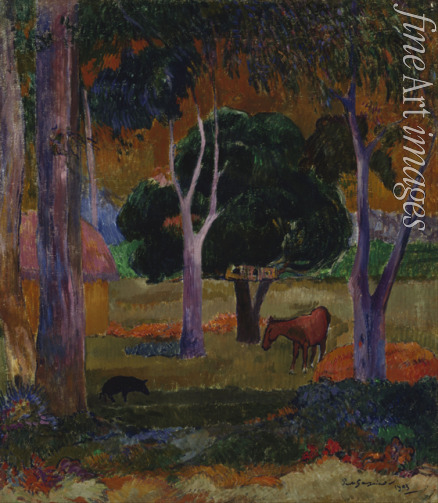 Gauguin Paul Eugéne Henri - Hiva Oa (Landschaft mit Schwein und Pferd)
