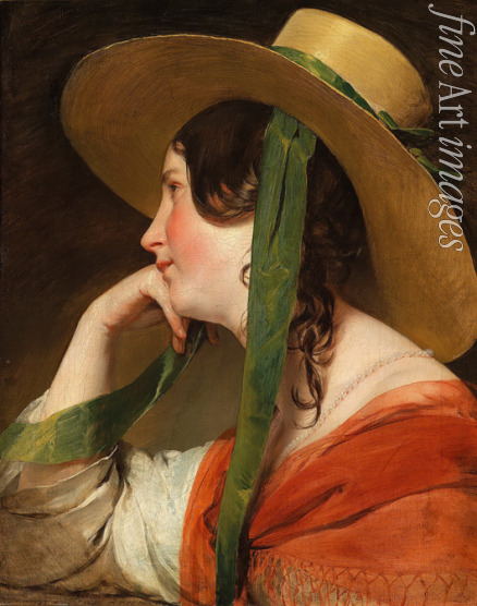 Amerling Friedrich Ritter von - Girl with Straw Hat