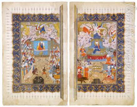 Iranischer Meister - Die Königin von Saba und Salomo (Buchminiatur aus Schahname von Ferdousi)