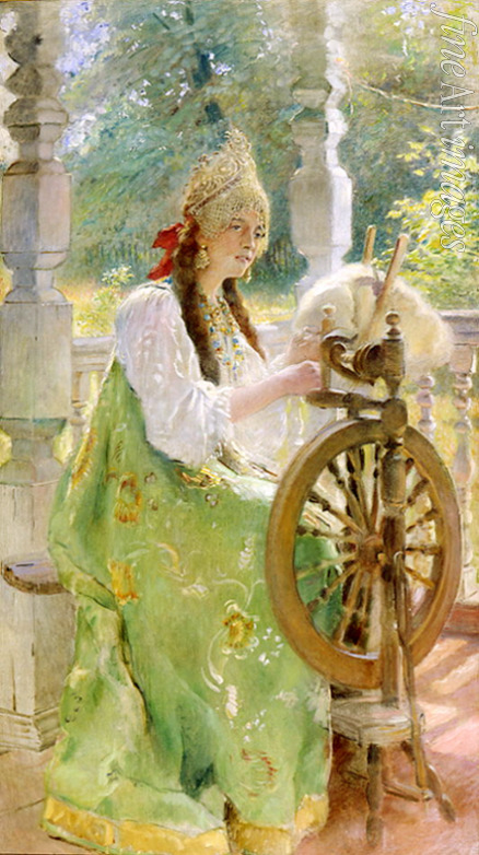 Makovsky Konstantin Yegorovich - At the Spinning wheel