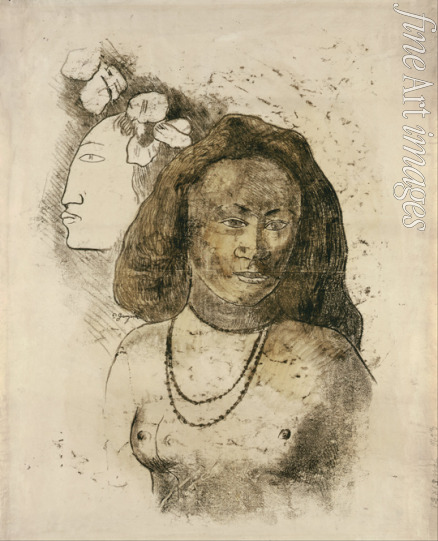 Gauguin Paul Eugéne Henri - Tahitian Woman with Evil Spirit (L'Esprit veille)