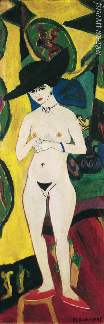 Kirchner Ernst Ludwig - Standing Nude with Hat