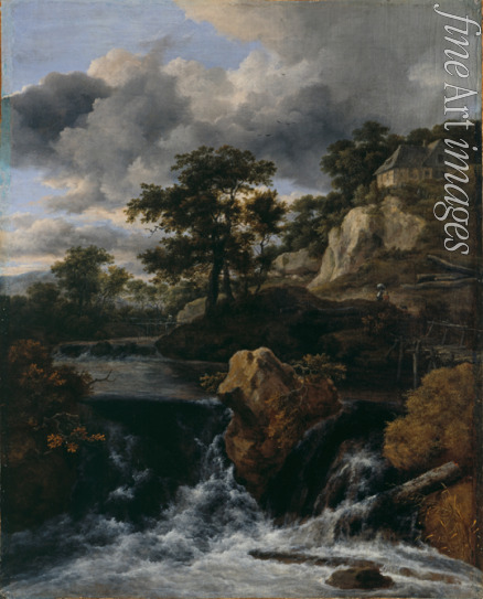 Ruisdael Jacob Isaacksz van - Hilly landscape with a waterfall