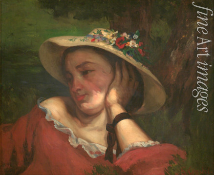 Courbet Gustave - Frau mit Blumenhut