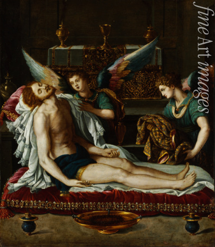 Allori Alessandro - Leib Christi, von zwei Engeln gesalbt