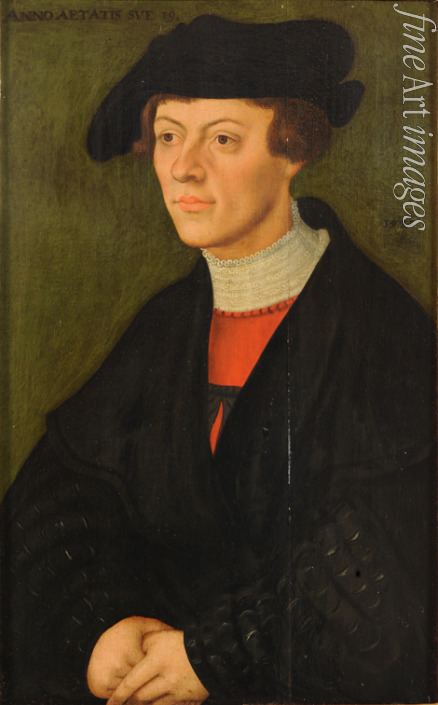Cranach Lucas der Ältere - Bildnis eines 19-jährigen jungen Mannes in schwarzer Kleidung