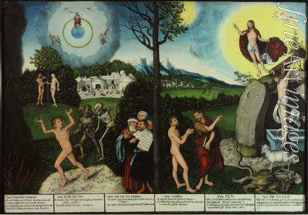 Cranach Lucas the Elder - Damnation and Redemption. Law and Grace