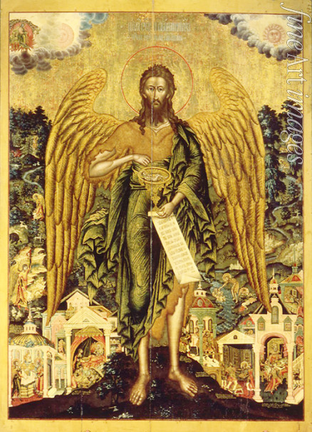 Russian icon - Saint John the Baptist, Angel of the Wilderness with Scenes from His Life