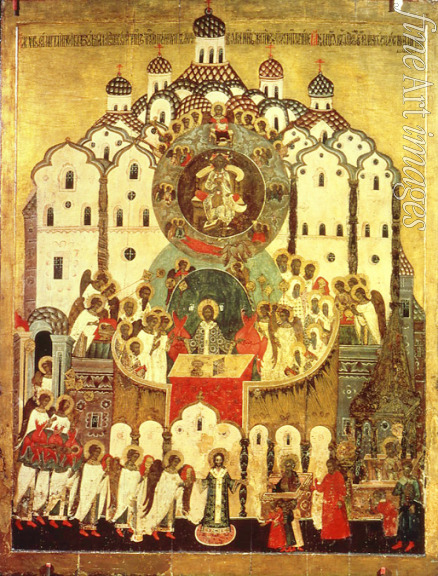 Russische Ikone - Die Liturgie. Synaxis der Erzengel