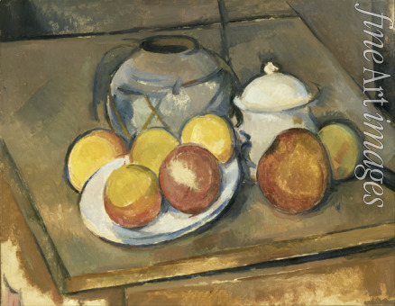 Cézanne Paul - Vase, Zuckerdose und Äpfel