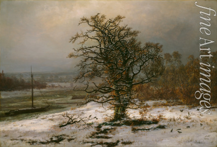 Dahl Johan Christian Clausen - Oak Tree by the Elbe in Winter
