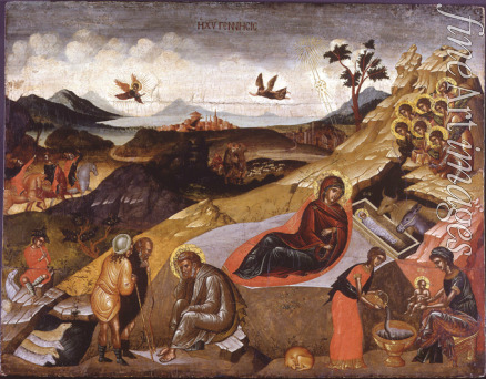 Griechische Ikone - Die Geburt Christi
