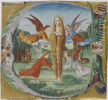 Maestro del Salomone Wildenstein - Die heilige Maria Magdalena von Engeln umgeben