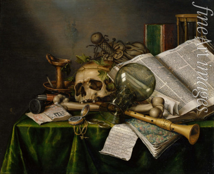 Collier Edwaert - Vanitas. Still Life with Books, Manuscripts and a Skull