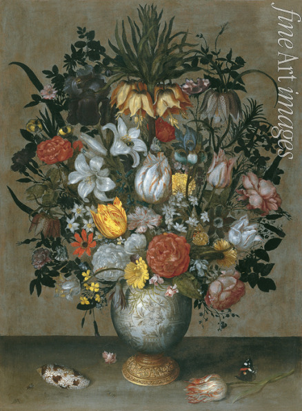 Bosschaert Ambrosius the Elder - Chinese Vase with Flowers, Shells and Insects