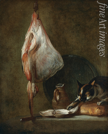 Chardin Jean-Baptiste Siméon - Stillleben mit Katze und Rochen