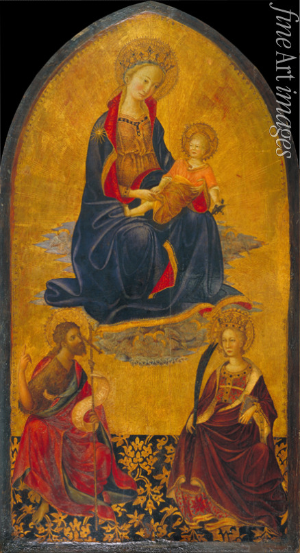 Starnina Gherardo - Die Anbetung des Christuskindes durch die Heiligen Johannes den Täufer und Katharina
