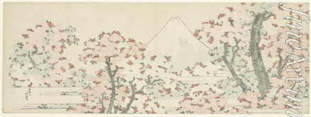 Hokusai Katsushika - Der Berg Fuji hinter blühenden Kirschbäumen