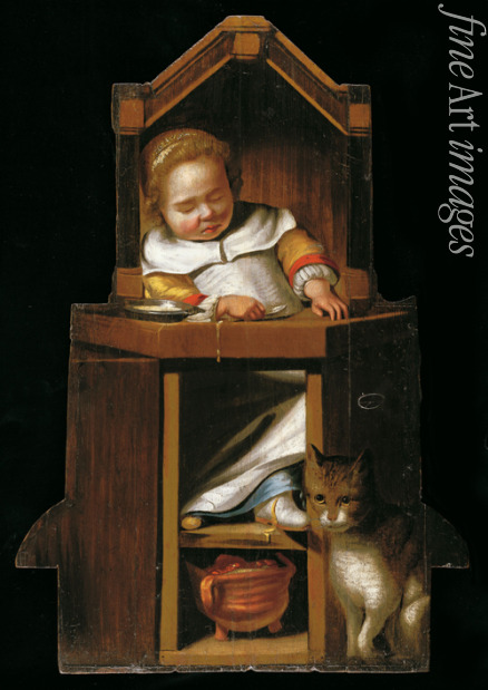 Verspronck Johannes Cornelisz. - Sleeping baby in highchair