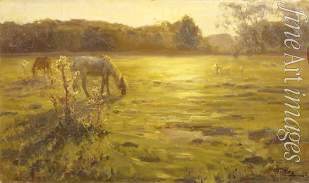 Klodt (Clodt) Nikolai Alexandrovich - Horses on the meadow