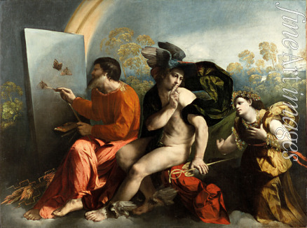 Dossi Dosso - Jupiter malt Schmetterlinge und Hermes schützt ihn vor den Einsprüchen der Tugend
