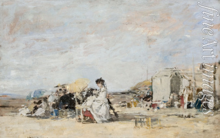 Boudin Eugène-Louis - Lady in white on the beach at Trouville