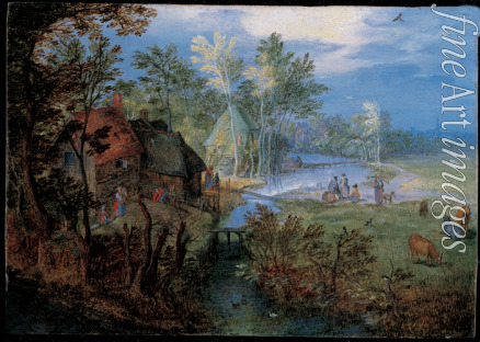 Brueghel Jan der Ältere - Dorf mit Bauern und Tieren