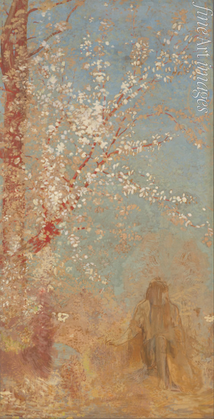 Redon Odilon - Figur unter einem blühenden Baum