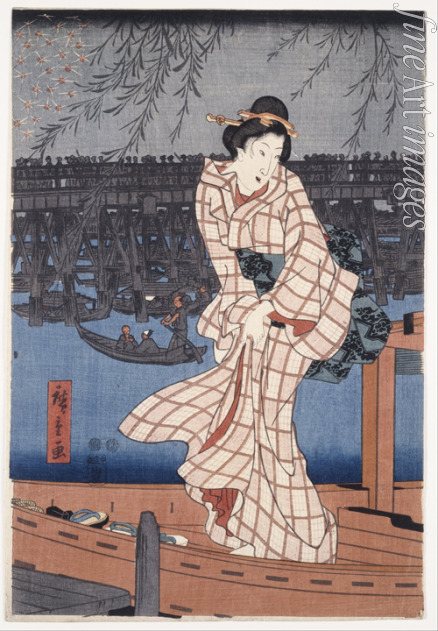 Hiroshige Utagawa - Abend auf dem Sumida-Fluss