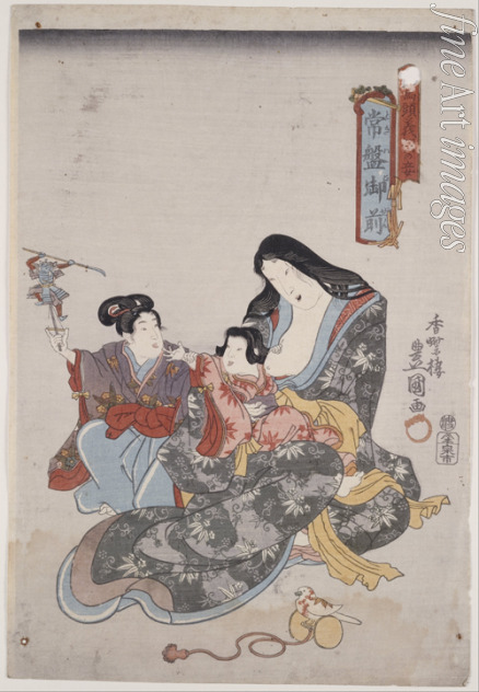 Kunisada (Toyokuni III.) Utagawa - Tokiwa Gozen und ihre Kinder