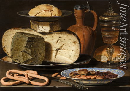 Peeters Clara - Still Life with Cheeses, Almonds and Pretzels