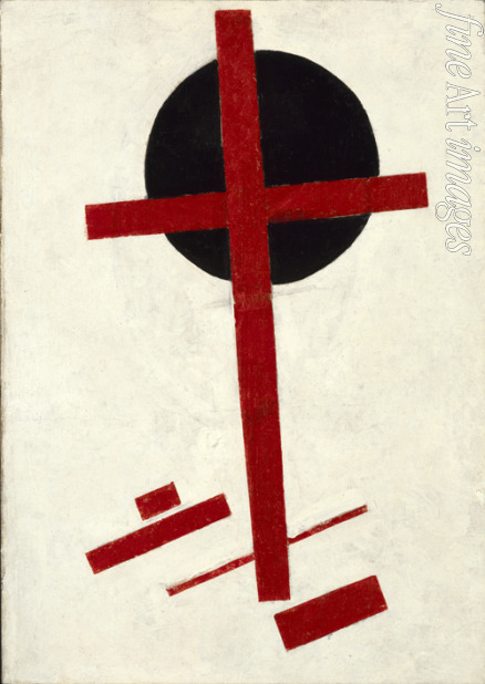 Malewitsch Kasimir Sewerinowitsch - Mystischer Suprematismus (schwarzes Kreuz über rotem Oval)
