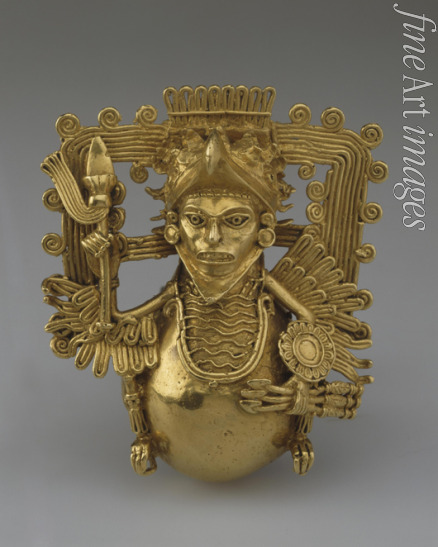 Präkolumbische Kunst - Aztekischer Adlerkrieger. Glocke Anhänger