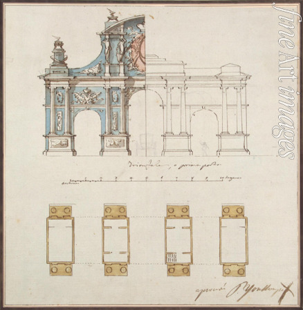 Gonzaga Pietro di Gottardo - Entwurf für Triumphbogen anlässlich der Krönung von Alexander I.