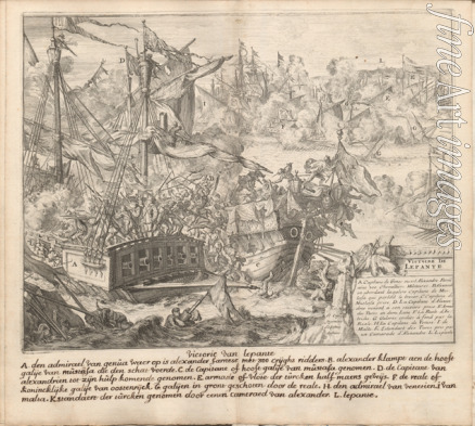 Hooghe Romeyn de - Die Seeschlacht von Lepanto am 7. Oktober 1571