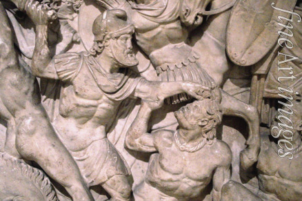 Römische Antike Kunst Klassische Skulptur - Die Schlacht von Adrianopel 378 (Vorderseite eines Sarkophags)