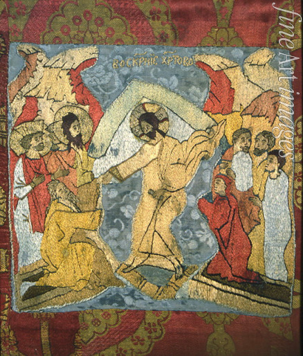 Russischer Meister - Höllenfahrt Christi (Fragment eines Leichentuchs)