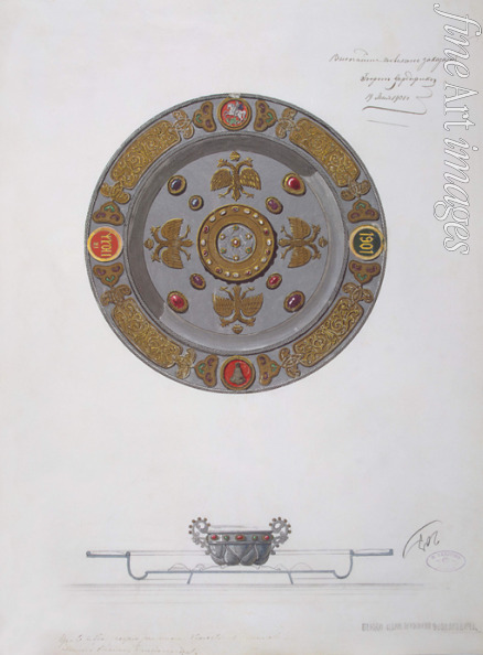 Russischer Meister Manufaktur Fabergé - Entwurf einer Schale und Salzstreuers