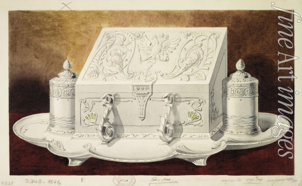 Werkstatt von Carl Edvard Bolin - Entwurf von Tintenfass in Form einer Schatulle. (Serie 