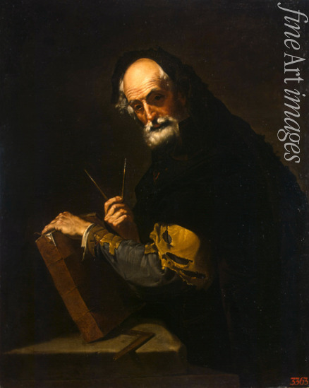Ribera José de - Philosoph mit einem Buch, Zirkel und Goniometer