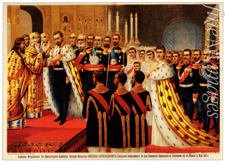 Unbekannter Künstler - Die Krönungszeremonie des Zaren Nikolaus II. Die Myronsalbung