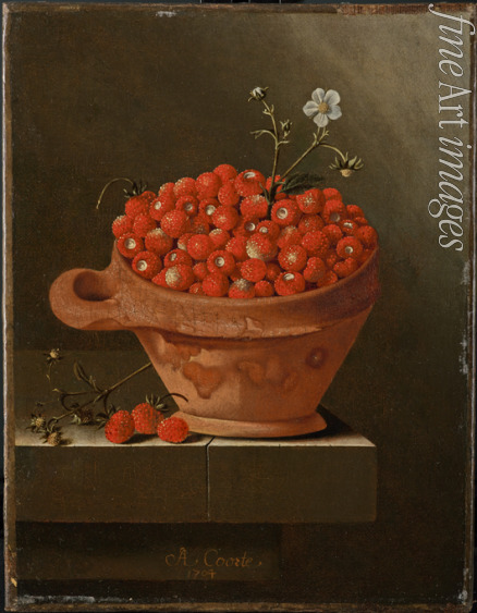 Coorte Adriaen - Stillleben mit Erdbeeren in einem Tontöpfchen