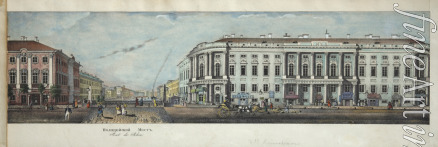 Ivanov Ivan Alexeyevich - The Police Bridge with the Stroganov Palace. From the panorama of the Nevsky Prospekt