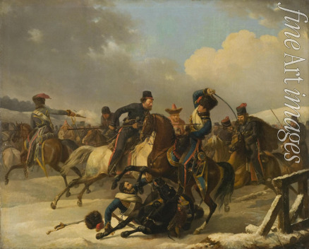 Desarnod Auguste-Joseph - Kosaken überfallen eine französische Einheit, 1812