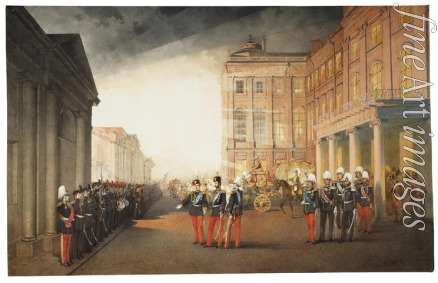 Zichy Mihály - Parade in front of the Anichkov Palace in Petersburg