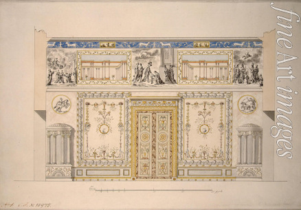 Cameron Charles - Entwurf für den Lyoner Saal (Gelbes Wohnzimmer) im Grossen Palast von Zarskoje Selo