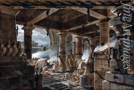 Thomas de Thomon Jean François - Architectural Fantasy - interior view of an Egyptian temple