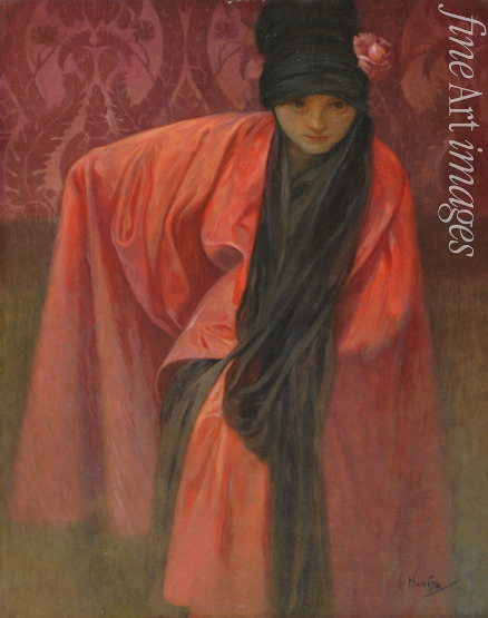 Mucha Alfons Marie - Mädchen in Rot
